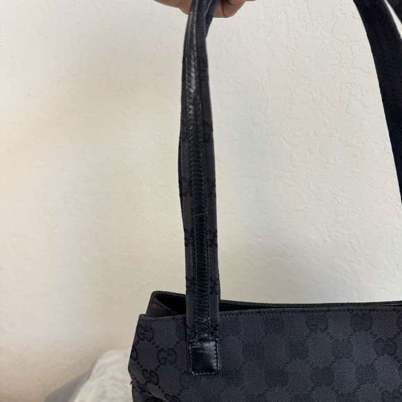 Gucci Gg Canvas / Denim Double Pocket Tote- Black  P0070 - Picture 13 of 14